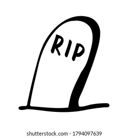 Vector halloween gravestone, cemetery clipart. Funny, cute illustration for seasonal design, textile, decoration kids playroom or greeting card. Hand drawn prints and doodle.