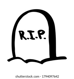 Vector halloween gravestone, cemetery clipart. Funny, cute illustration for seasonal design, textile, decoration kids playroom or greeting card. Hand drawn prints and doodle.