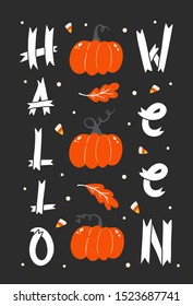 Vector Halloween greeting cards. Lettering composition for banner, poster, greeting card, party invitation.