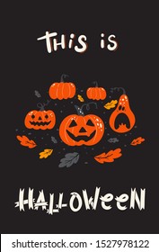 Vector Halloween greeting cards. Lettering composition for banner, poster, greeting card, party invitation.