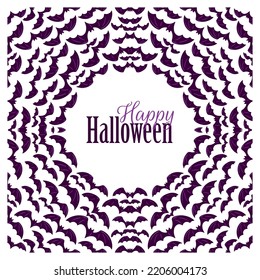 Vector Halloween greeting catd with bats isolated on white background.