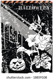 Vector. Halloween grunge postcard