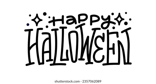Vector Halloween Hand Drawn Text. Diseño de plantilla para afiches, tarjetas de felicitación, invitación de fiesta. Aislado sobre fondo blanco.