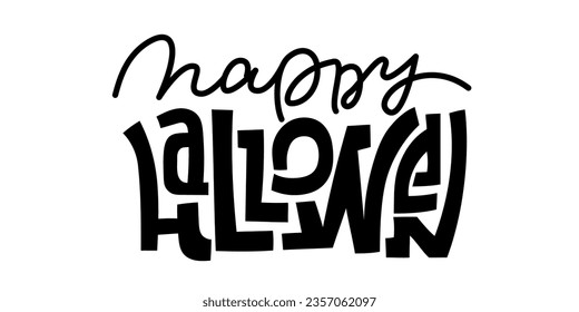 Vector Halloween Hand Drawn Text. Template design for poster, greeting card, party invitation. Isolated on white background.