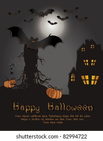 vector Halloween Happy card bat