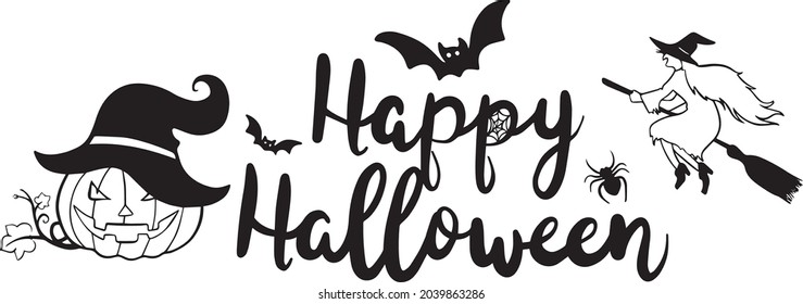 Vector, halloween holiday. Pumpkin and witch.