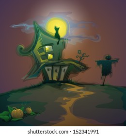 vector halloween house