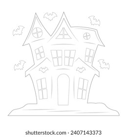 Vector Halloween House coloring page