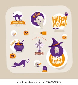 Vector Halloween icon design collection. Modern flat design.