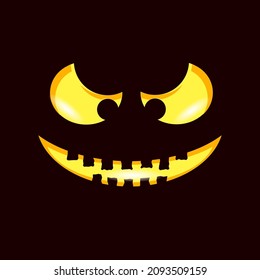 Vector Halloween Icon Isolated on Black Background. Cartoon Pumpkin Mask.