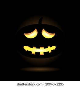 Vector Halloween Icon Isolated on Black Background. Cartoon Pumpkin Mask.