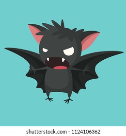 Vector Halloween Icon With A Picture Of A Bat. A Vampire Bat With Open Wings.