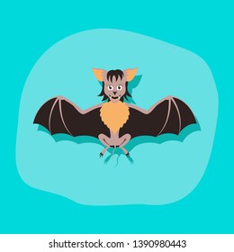 Vector Halloween Icon With A Picture Of A Bat. A Vampire Bat With Open Wings.