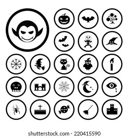 vector halloween icon set on white background 