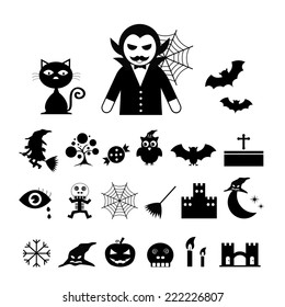 vector halloween icon set on white background 