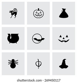 Vector Halloween icon set on grey background