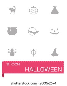 Vector Halloween icon set on grey background
