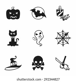 Vector halloween icon set on white background