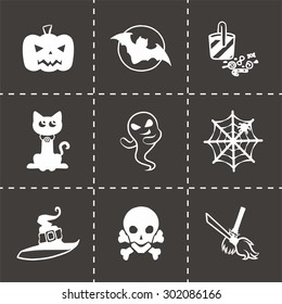 Vector halloween icon set on black background