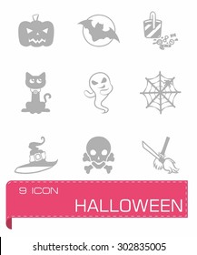 Vector halloween icon set on grey background