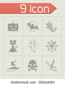 Vector halloween icon set on grey background