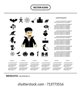 vector halloween icon set on white background 