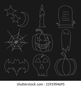 Vector halloween icons. Doodle halloween vector background