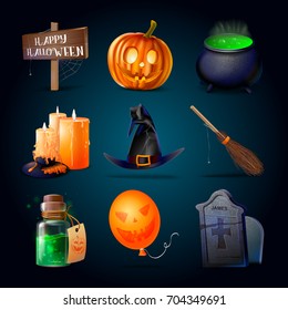 Vector Halloween icons isolated collection