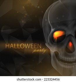 Vector halloween illustration of an evil skull on geometric polygonal background