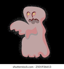 Vector ilustración de Halloween. Fantasma volador con los brazos extendidos. Un fantasma en rosa brilla a su alrededor. Halloween, horror, miedo, fantasma.