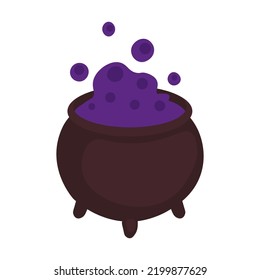 Vector Halloween illustration with potion cauldron. Use for event invitation,discount voucher,advertising,greeting card,logo,packaging,textile,web.