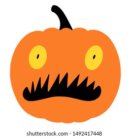 Vector Halloween illustration of a pumpkin isolated on white background. Flat style vector illustration.