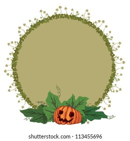 vector Halloween illustration with pumpkin and toadstools