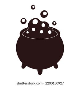 Vector Halloween illustration with silhouette potion cauldron. Use for event invitation,discount voucher,advertising,greeting card,logo,packaging,textile,web