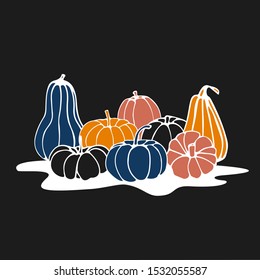 Vector Halloween ilustration with pumpkins