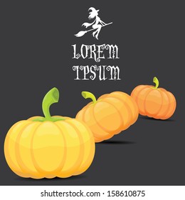 vector halloween invitation border with pumpkins for flyer or poster design.