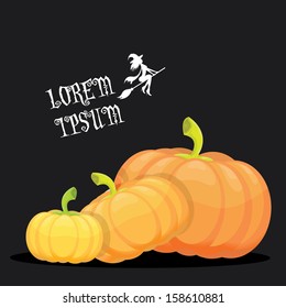 vector halloween invitation border with pumpkins for flyer or poster design.