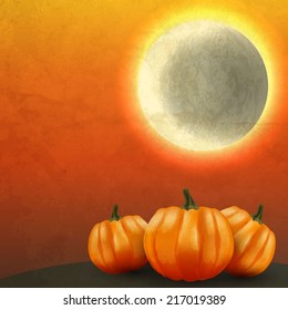 vector halloween invitation border with pumpkins for flyer or poster design. 