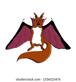 Vector halloween isolated squirrel scary vampire dracula with red cloak. Halloween animal design for printing