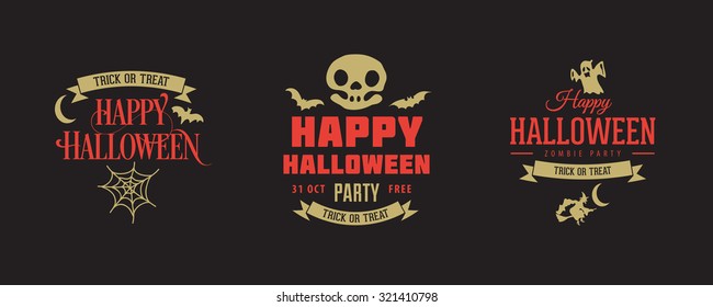 Vector halloween labels for flyer, poster design