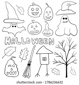 Conjunto de elementos de arte de la línea Vector Halloween