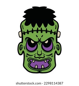 Vector halloween monster character frankenstein.