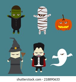Vector Halloween and monster ghost symbols collection.