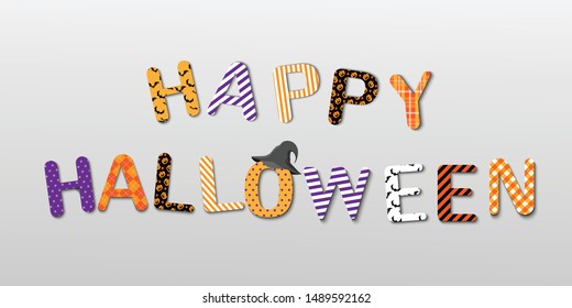 Vector Halloween orange and black text banner with greeting Happy Halloween.