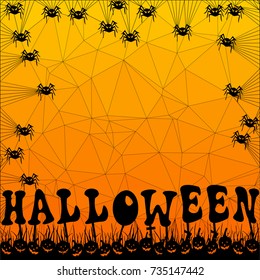 Vector Halloween orange polygonal mosaic background