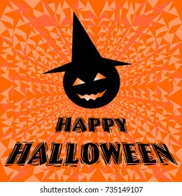 Vector Halloween orange polygonal mosaic background with pumpkin