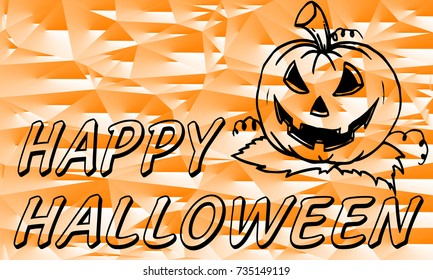 Vector Halloween orange polygonal mosaic background with pumpkin