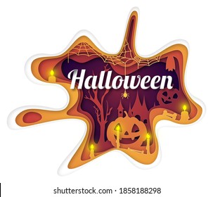 Vector Halloween in paper art style