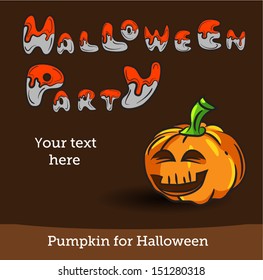 Vector Halloween Party Background with Pumpkin.
