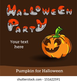 Vector Halloween Party Background with Pumpkin.